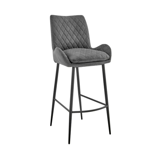 Benzara 26 Inch Diamond Stitched Fabric Counter Height Bar Stool