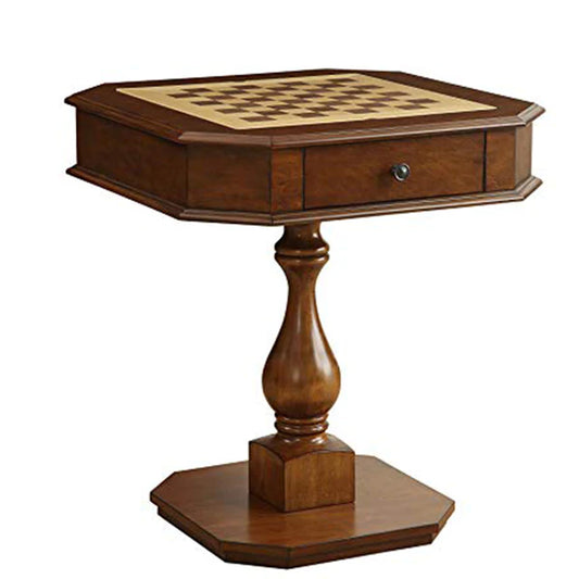 Benzara 31 Inch Chess Game Table with Clipped Corners