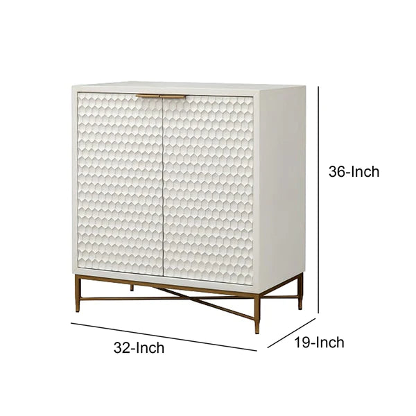Honeycomb Design 2 Door Bar Cabinet with Metal Legs