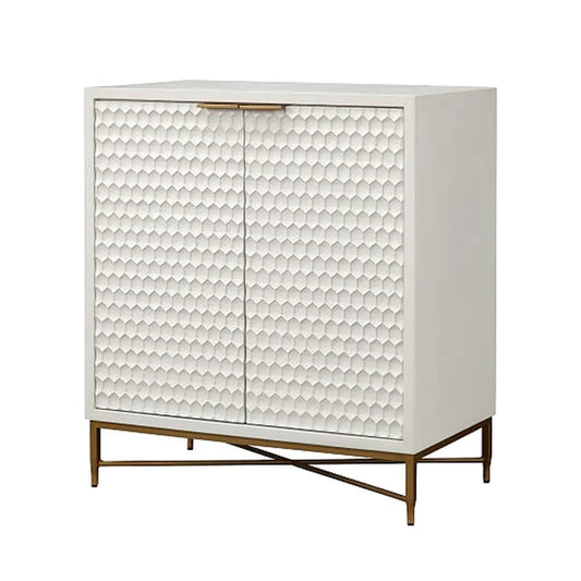 Honeycomb Design 2 Door Bar Cabinet with Metal Legs