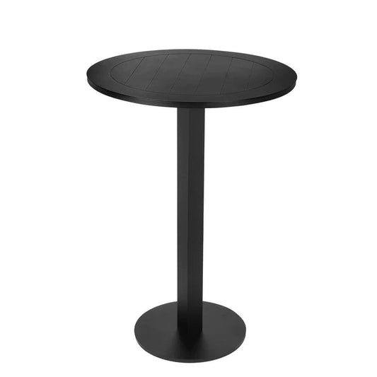 Benzara Keli 43 Inch Outdoor Bar Table, Black Aluminum Frame