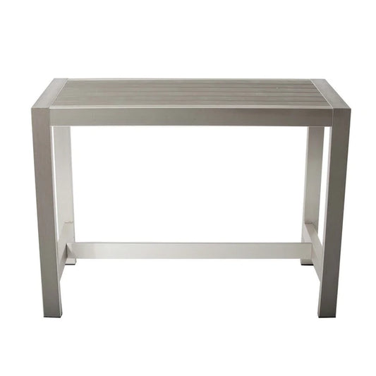 Benzara Kylo 59 Inch Outdoor Bar Table, Gray Aluminum Frame