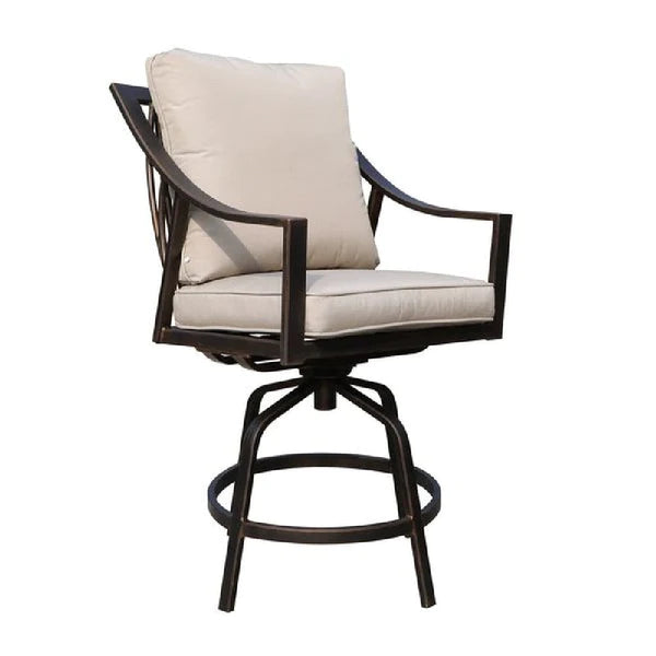 Benzara 46 Inch Noe Outdoor Swivel Metal Barstool, Set Of 2