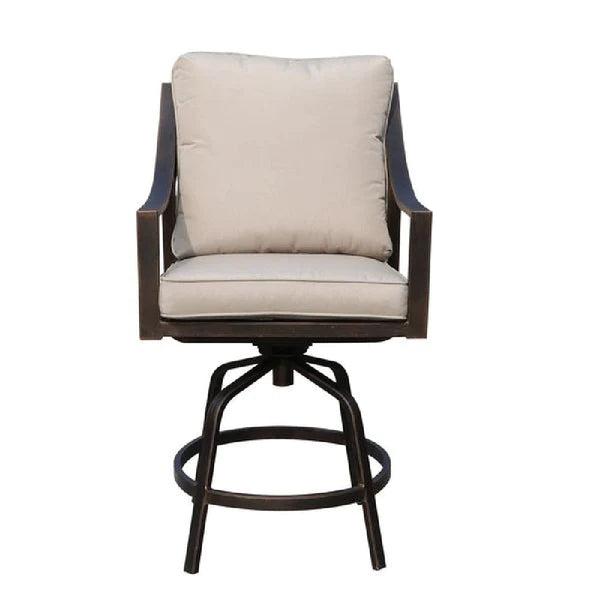 Benzara 46 Inch Noe Outdoor Swivel Metal Barstool, Set Of 2