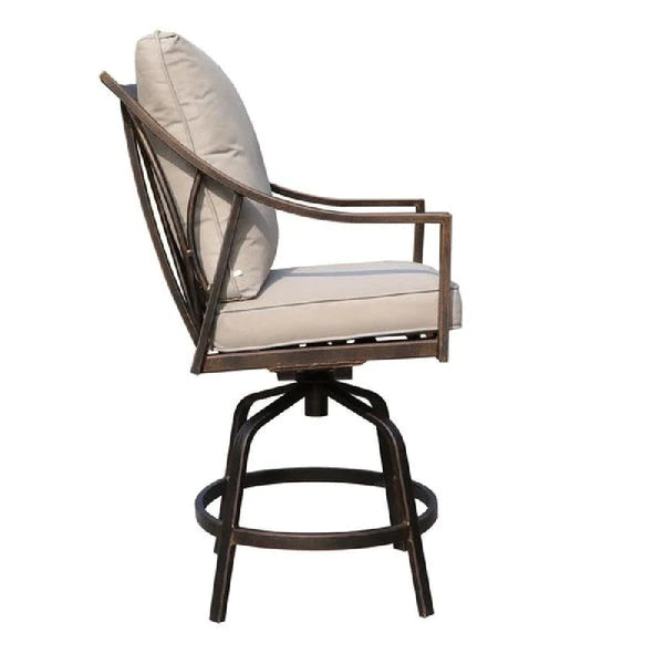Benzara 46 Inch Noe Outdoor Swivel Metal Barstool, Set Of 2