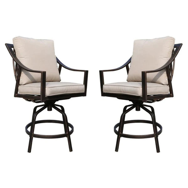 Benzara 46 Inch Noe Outdoor Swivel Metal Barstool, Set Of 2