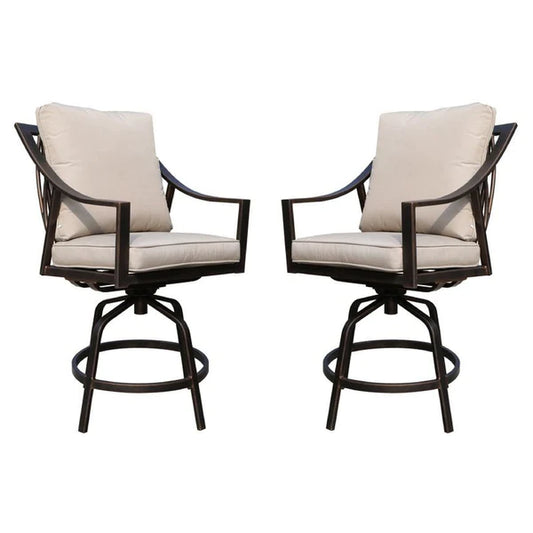 Benzara 46 Inch Noe Outdoor Swivel Metal Barstool, Set Of 2