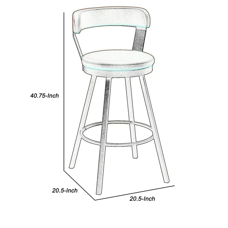 Benzara Leatherette Pub Chair with Curved Design Open Backrest