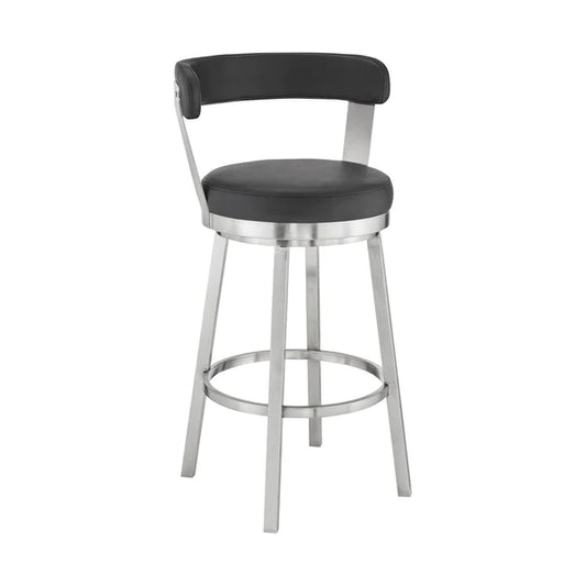 Benzara Emma 30 Inch Bar Height Swivel Stool, Steel Legs