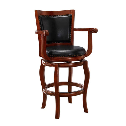 Benzara Hugo Wood Swivel Barstool Chair