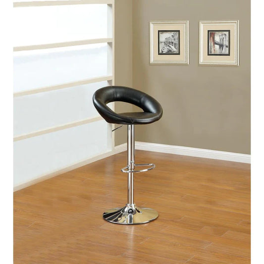 Benzara Metal Base Bar Stool with Faux Leather Seat