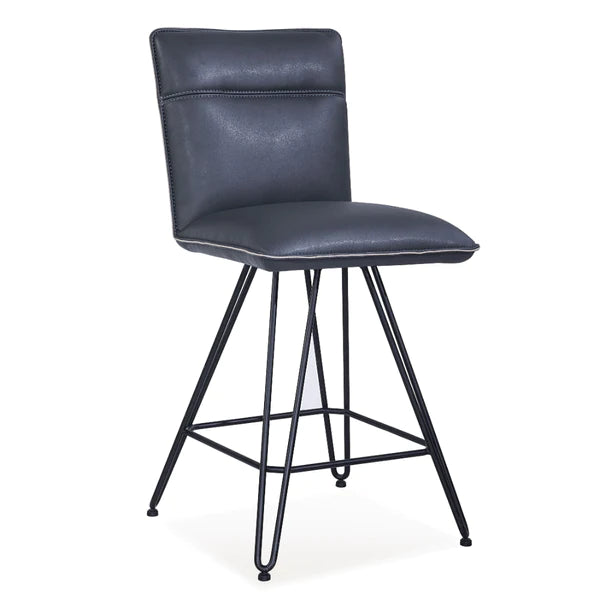 Benzara Metal Leather Upholstered Counter Height Stool with Hairpin Style Legs Set Of 2