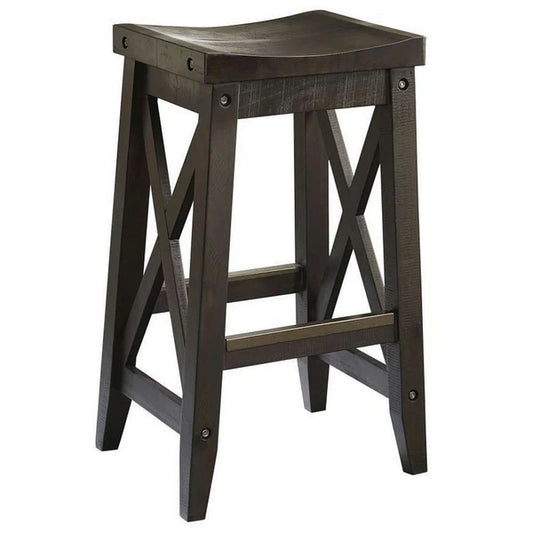 Benzara Saddle Seat Wooden Barstool