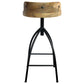Benzara 30-35 Inch Industrial Style Adjustable Swivel Bar Stool with Backrest