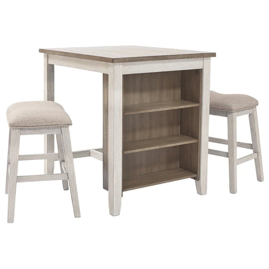 Benzara 3 Piece Counter Height Table and Barstool Set