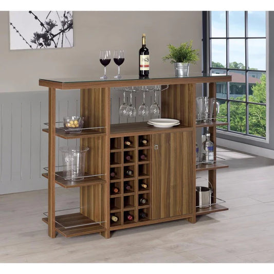 Benzara Sturdy Modern Bar Unit with Wine Bottle Storage