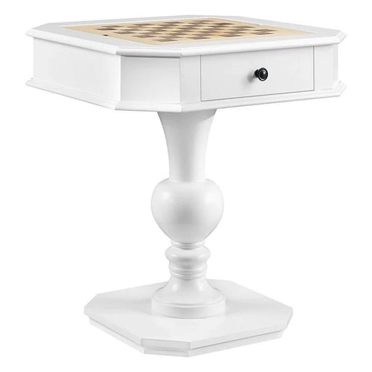 Benzara Susy 28 Inch Wood Reversible Board Game Table with Pedestal Stand