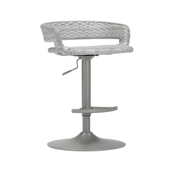 Benzara Coco 30 Inch Set Of 2 Patio Airlift Bar Stools with Wicker Frame