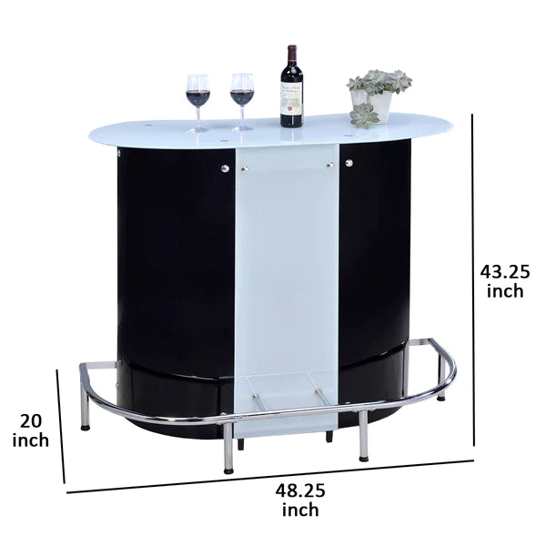 Benzara Contemporary Bar Unit with Frosted Glass Top