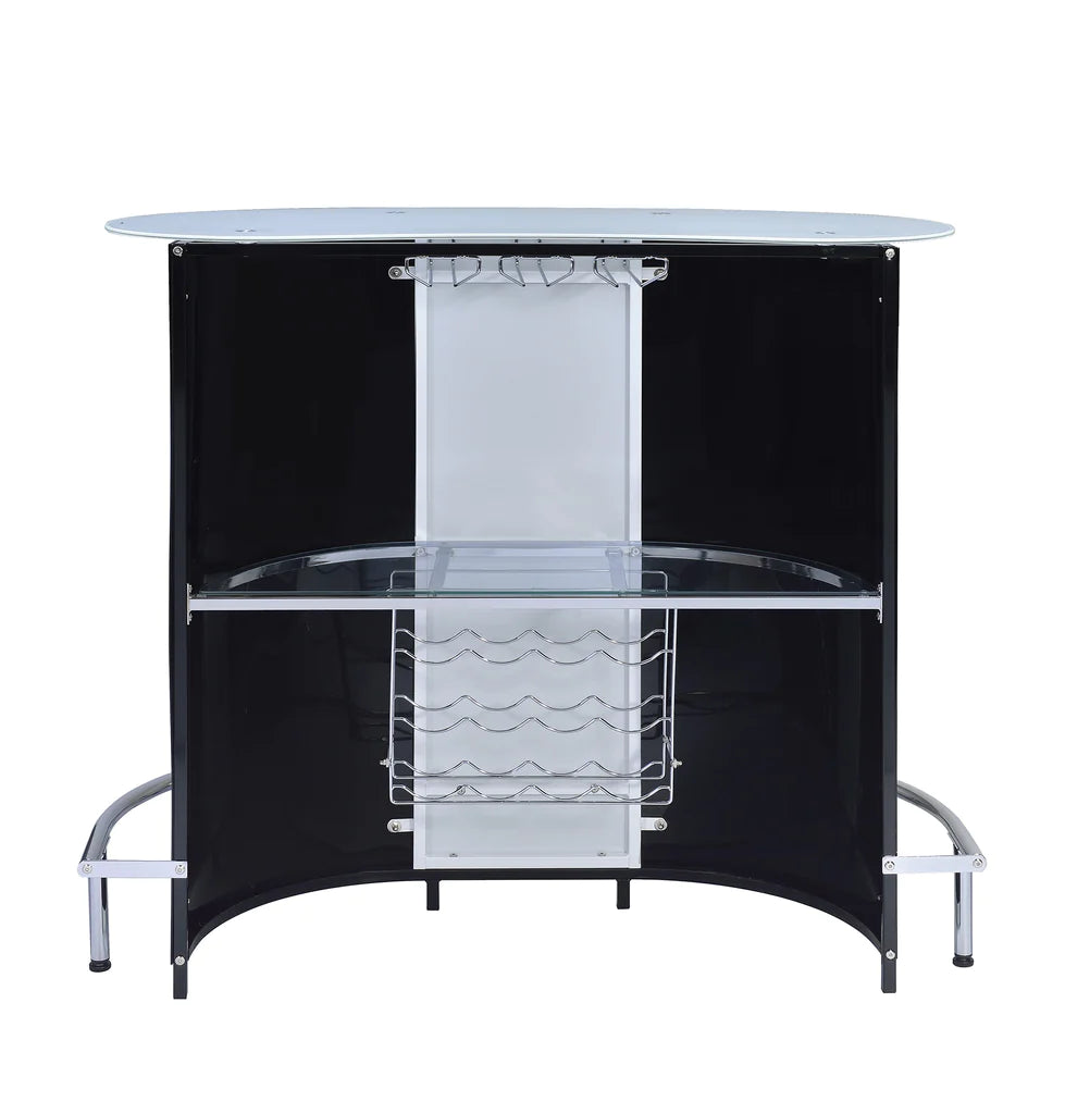 Benzara Contemporary Bar Unit with Frosted Glass Top