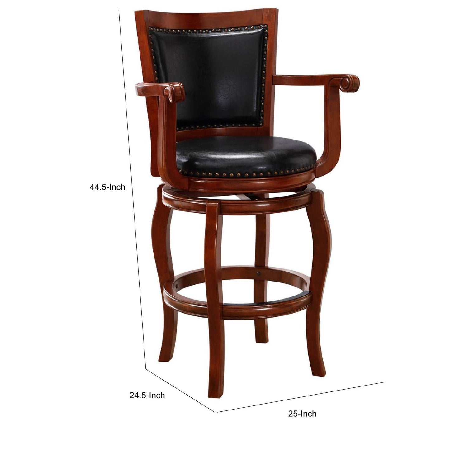 Benzara Hugo Wood Swivel Barstool Chair
