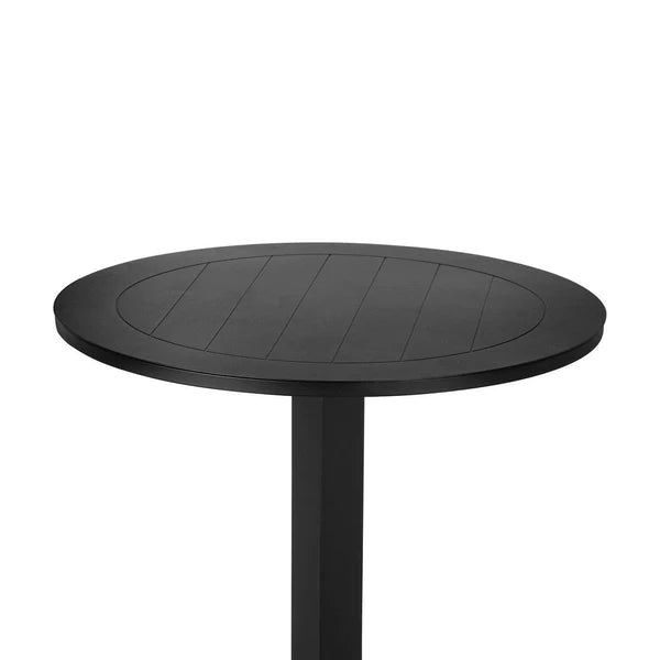 Benzara Keli 43 Inch Outdoor Bar Table, Black Aluminum Frame