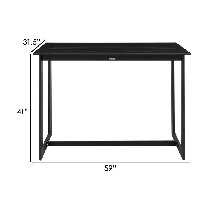 Benzara Ollie 59 Inch Patio Bar Height Dining Table, Rectangular Tabletop