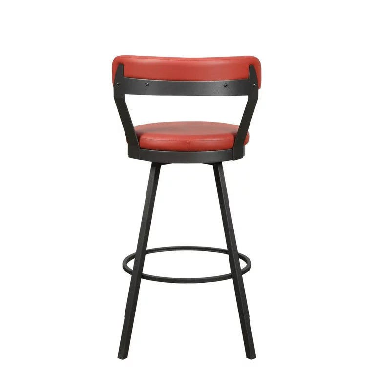 Benzara Leatherette Pub Chair with Curved Design Open Backrest