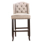 Benzara Sania II Rustic Bar Chair, Ivory & Antique Black Legs Finish, Set Of 2
