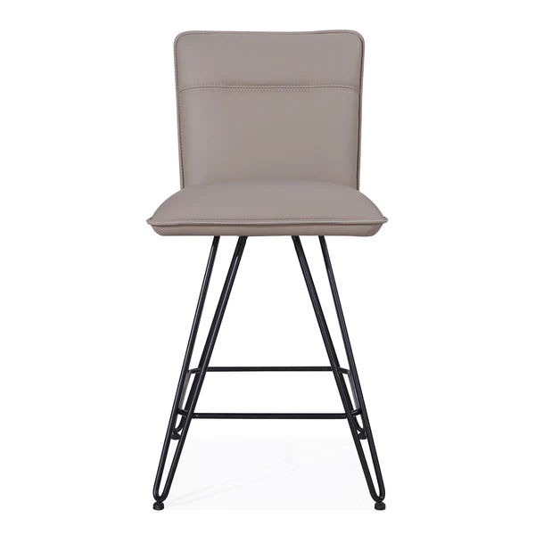 Leather Counter Height Stool with Metal Hairpin Legs Set of 2