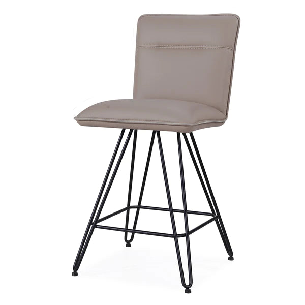 Leather Counter Height Stool with Metal Hairpin Legs Set of 2
