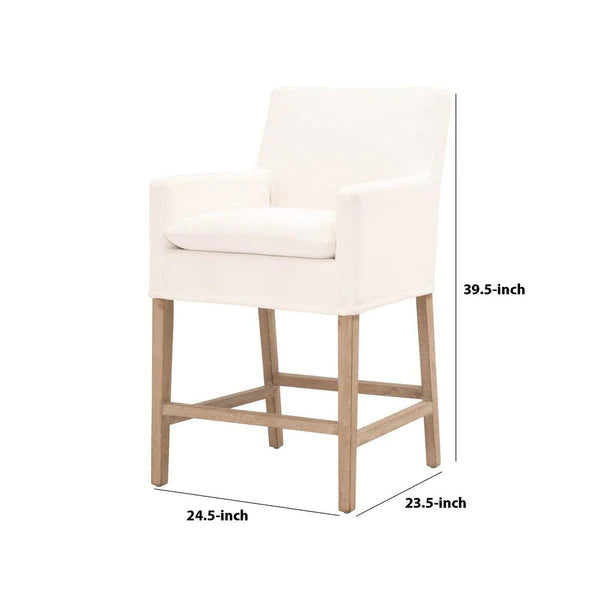 Benzara Fabric Padded Counter Stool with Removable Slipcover
