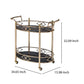 Benzara Metal Framed Serving Cart with Tempered Glass Top and Open Bottom Shelf