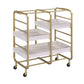 Benzara Metal Frame Serving Cart with Adjustable Compartments